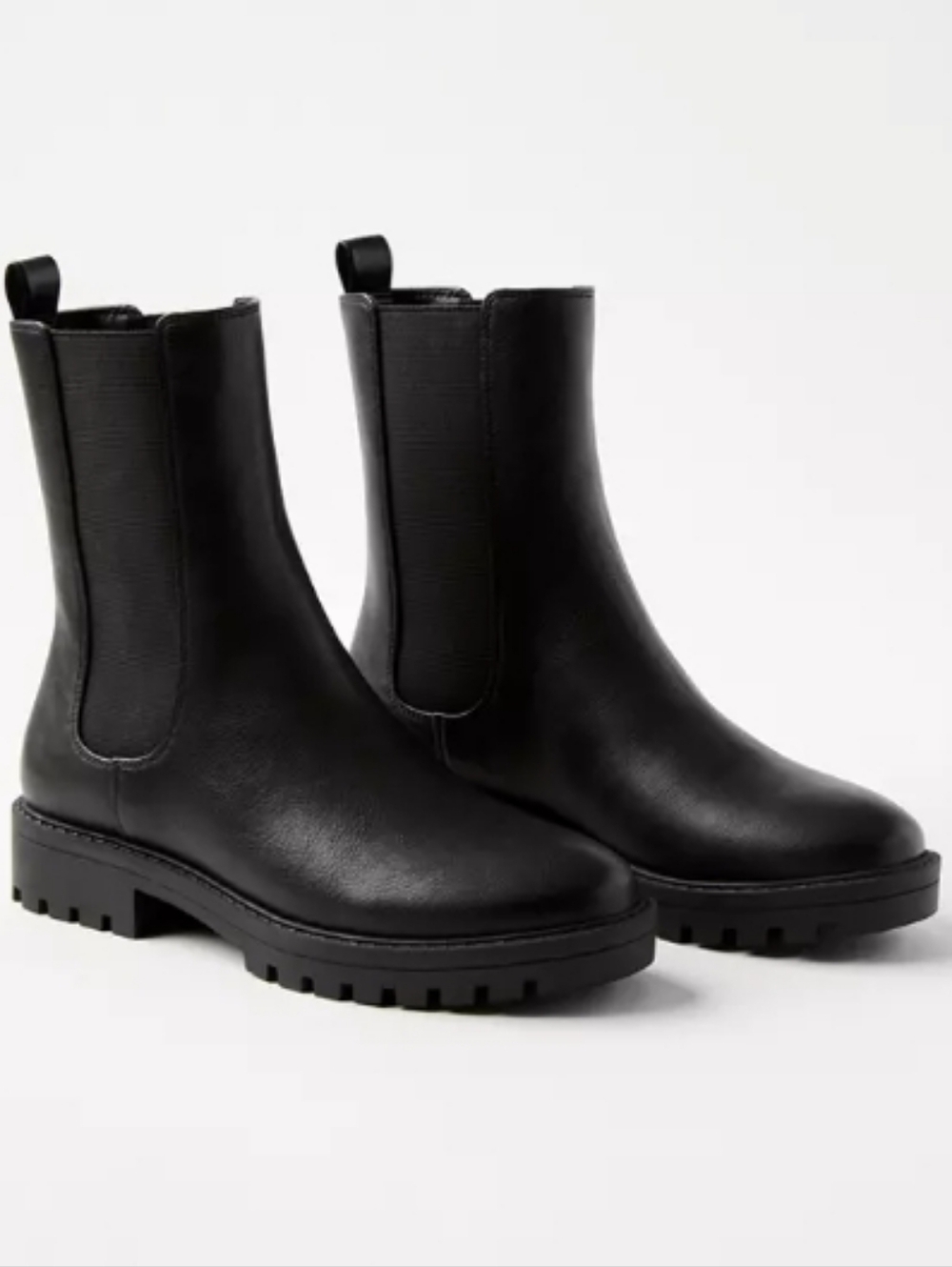 NEW! LOFT Black Vegan Leather Pull-On Chelsea Boots.